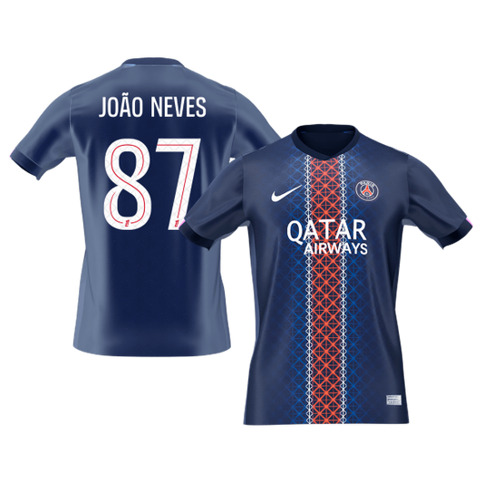 PSG 2025/26 Koti Pelipaita Miesten JO?O NEVES #87 [PREMIUM]