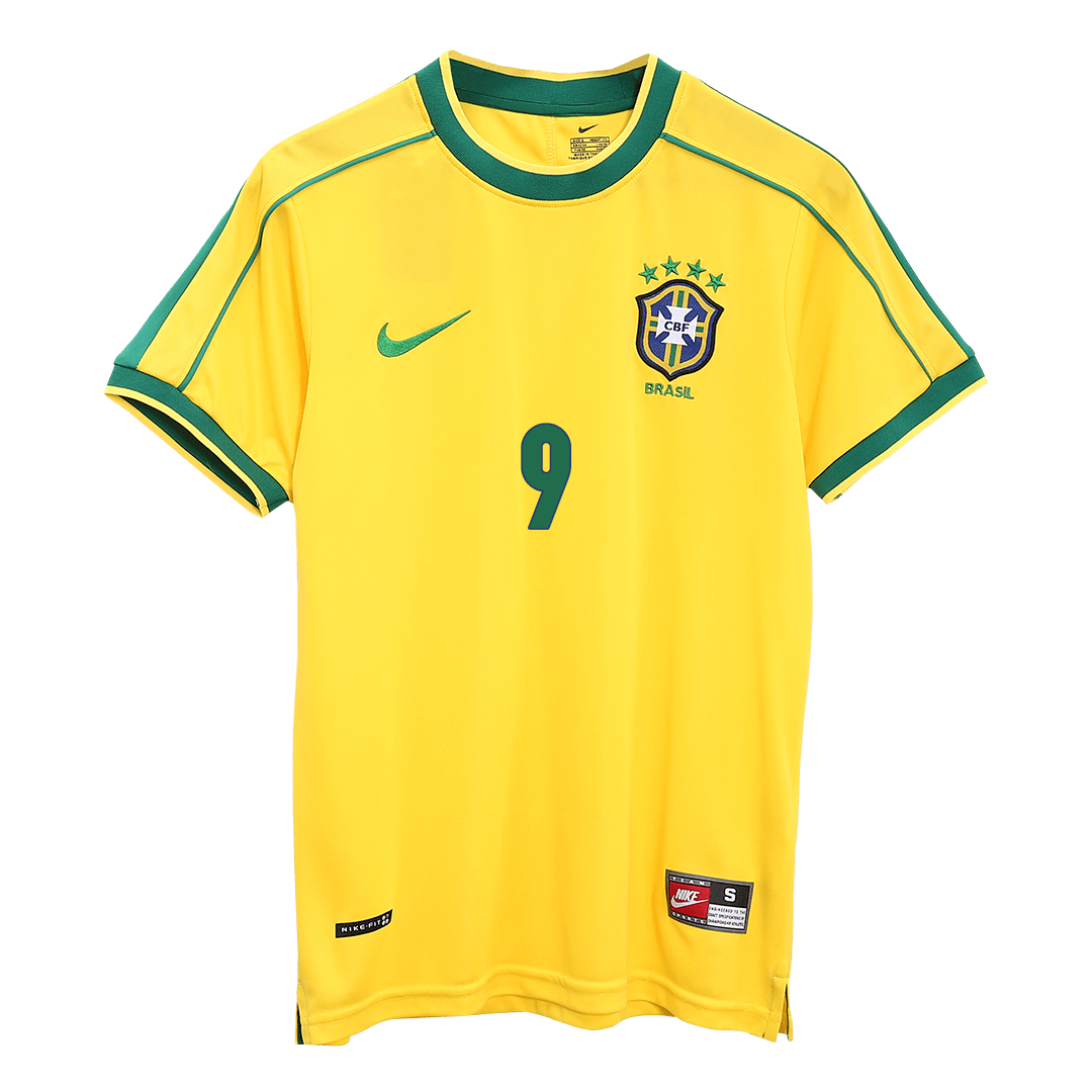 Brazil World Cup 1998 Koti Retro -pelipaita Miesten RONALDO #9 - kuva 8