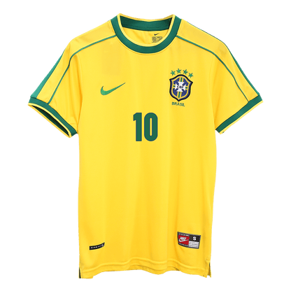 Brazil World Cup 1998 Koti Retro -pelipaita Miesten RIVALDO #10 - kuva 8
